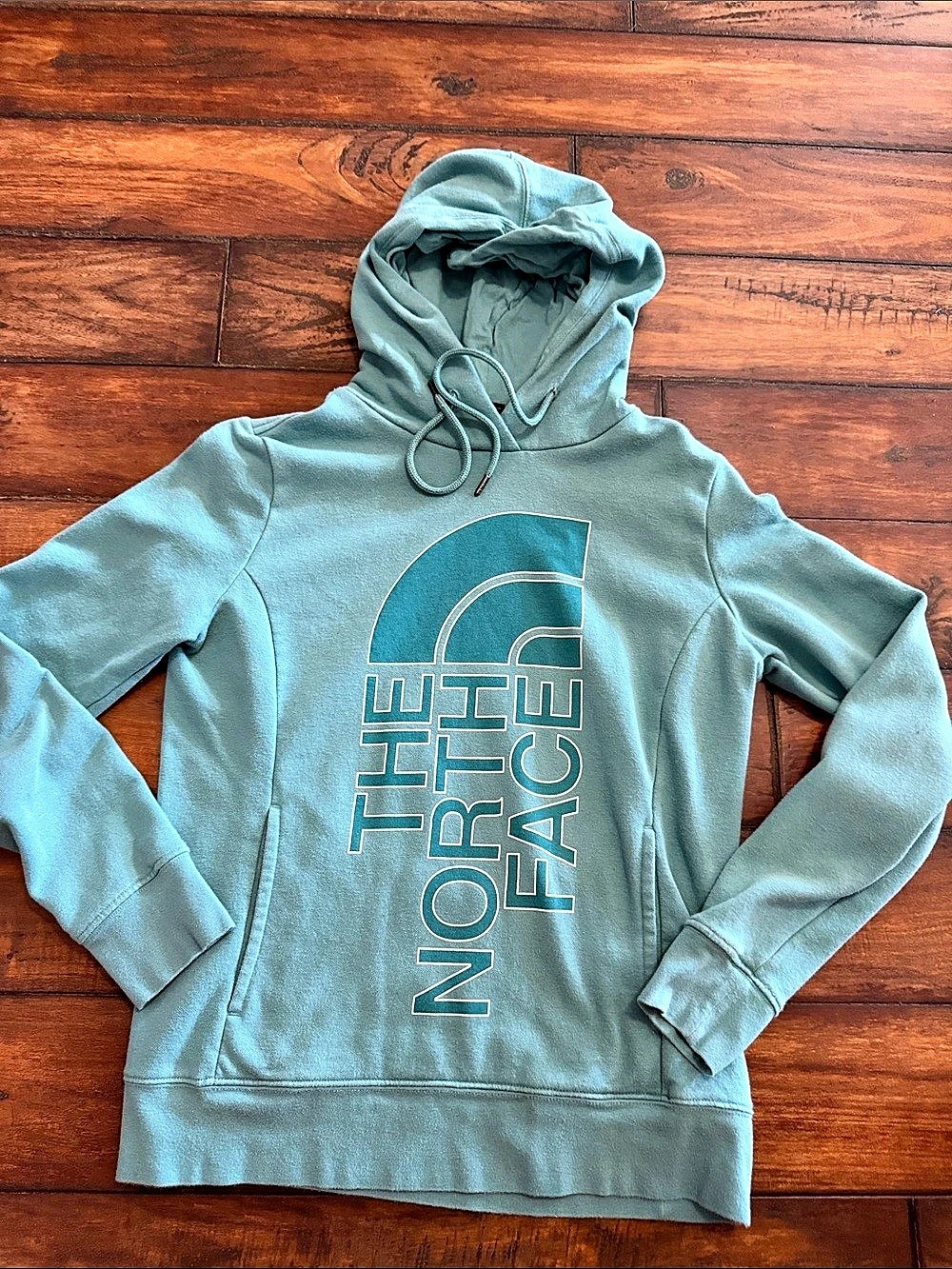 The North Face Half Dome Logo Pullover Hoodie With Kangaroo Pocket in Teal